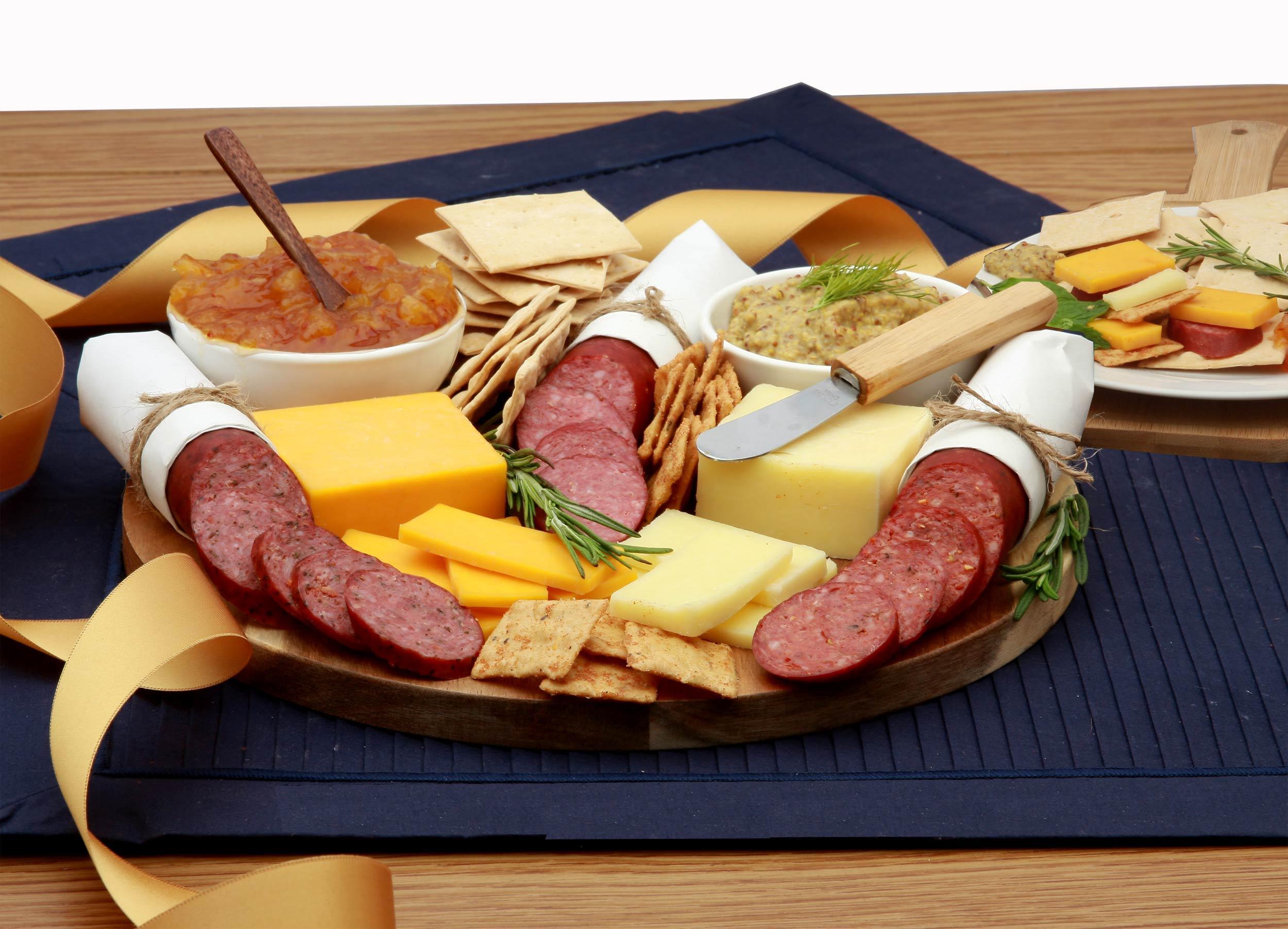 meat and cheese board, meat and cheese gift, sausage and cheese gift