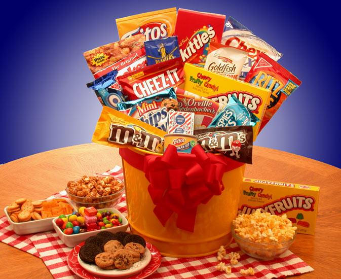 snack basket, junk food basket, snack gift basket, food basket, snack gift