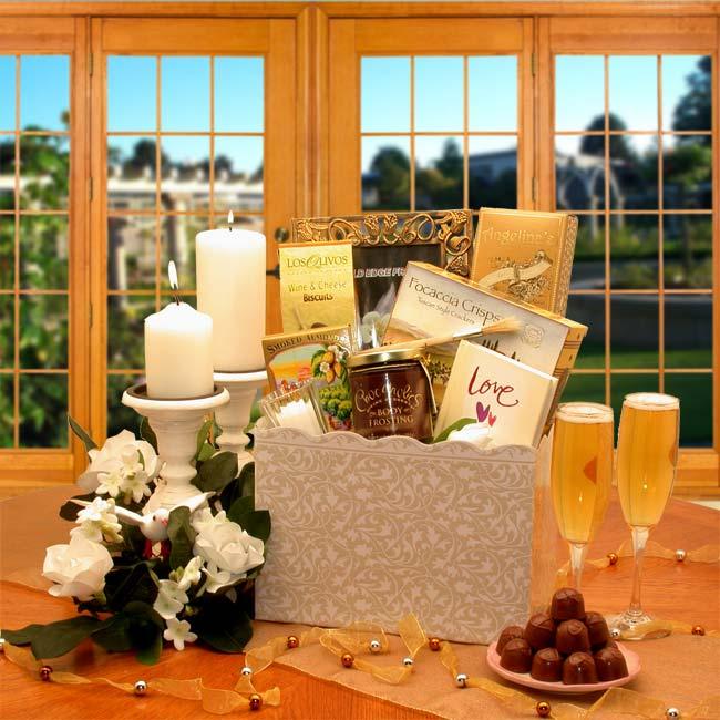 wedding gift basket, wedding basket, romantic gift, couples gift, romantic evening gift